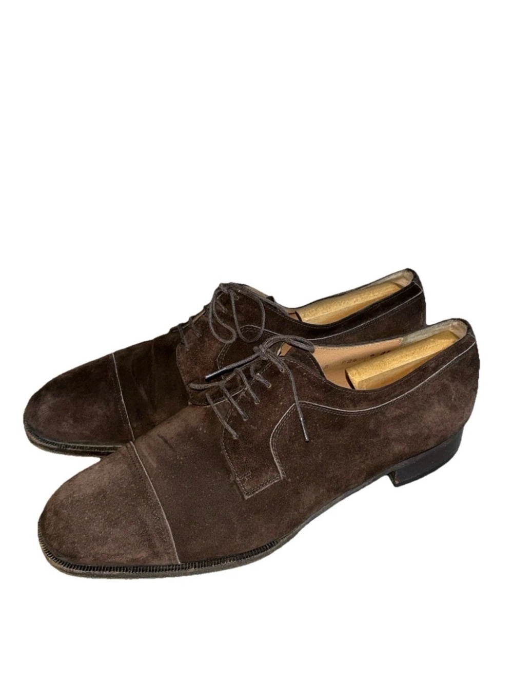 Salvatore Ferragamo Studio Brown Suede Shoes Mens 9EE  Lace Up Italy